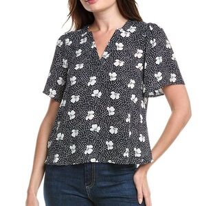 CABI women’s floral printed short sleeve v-neck blouse